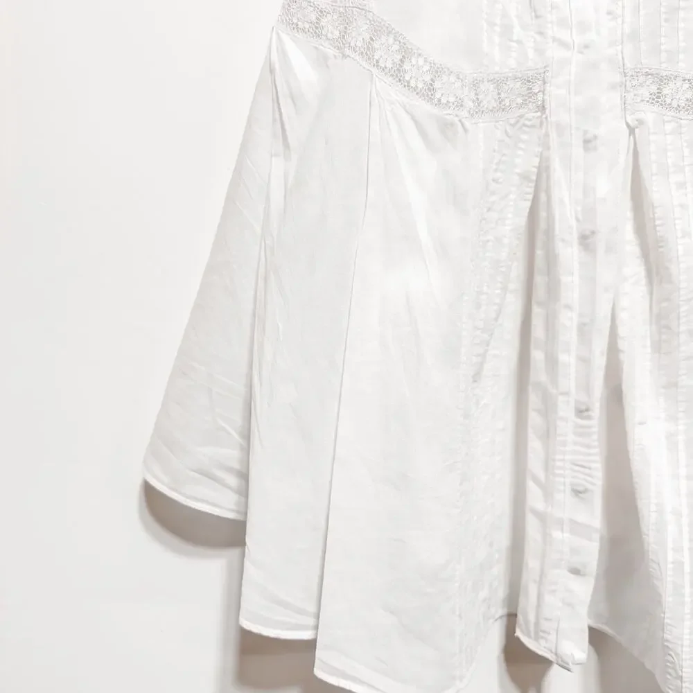 ALLSAINTS SPITALFIELDS White Cotton ECHO Top Size XS Peplum Collared